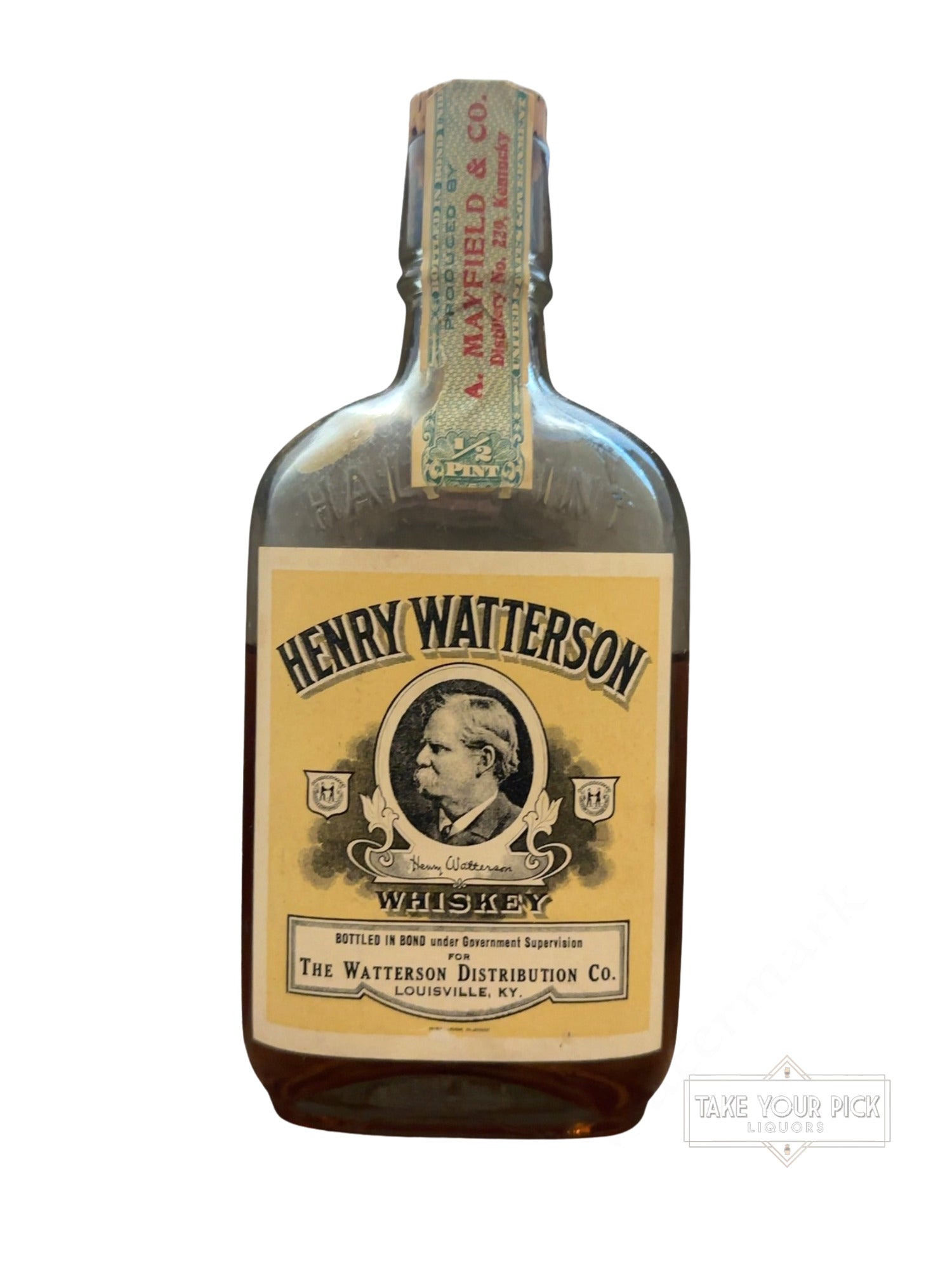 1924 A. Mayfield & Co. Henry Watterson Whiskey 100 Proof