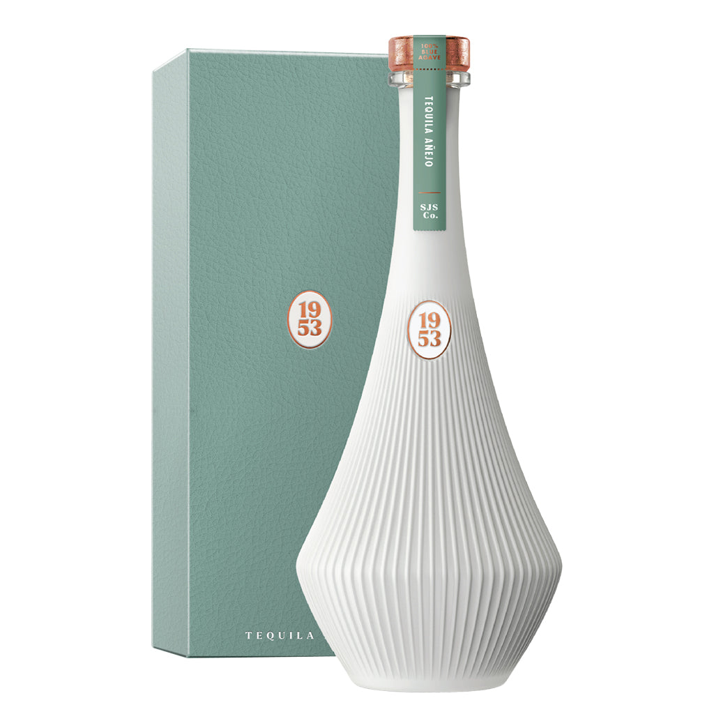 1953 Añejo Tequila Bottle and Gift Box on a white background.