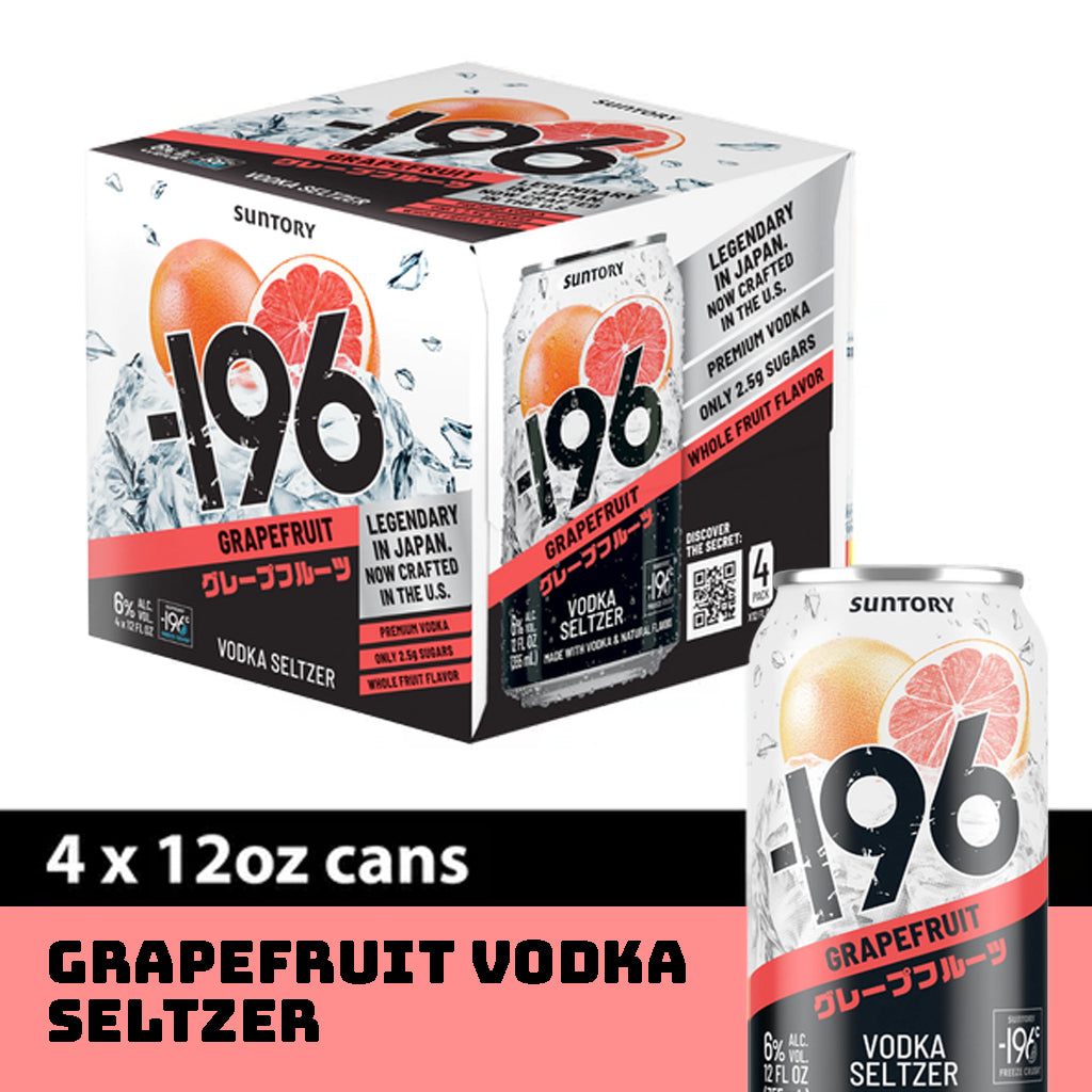 -196 Vodka Seltzer 12Pk Cans by Suntory (4Pk of Each)