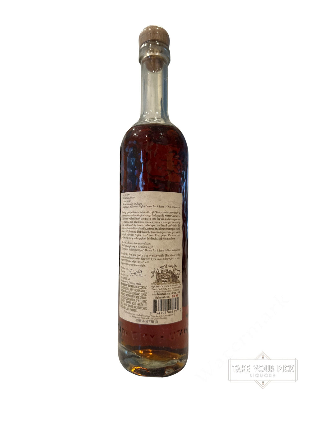 2016 High West Distillery A Midwinter Nights Dram. Limited engagement Act 4 Scene 9 98.6 Proof