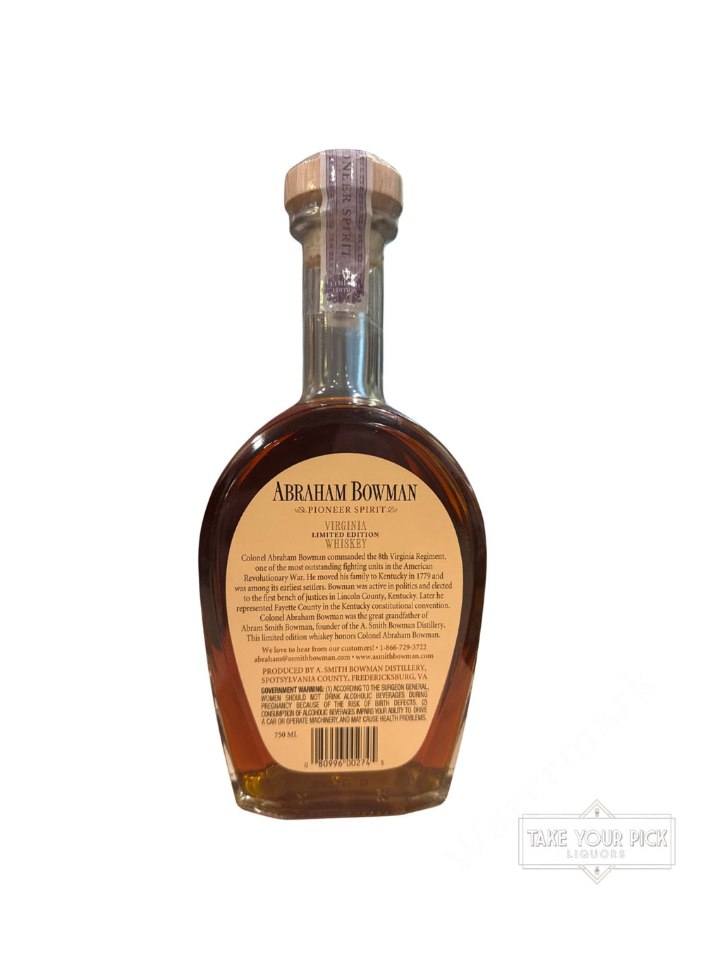 2018 Abraham Bowman Virginia Limited Edition Whiskey 116 Proof 750ml