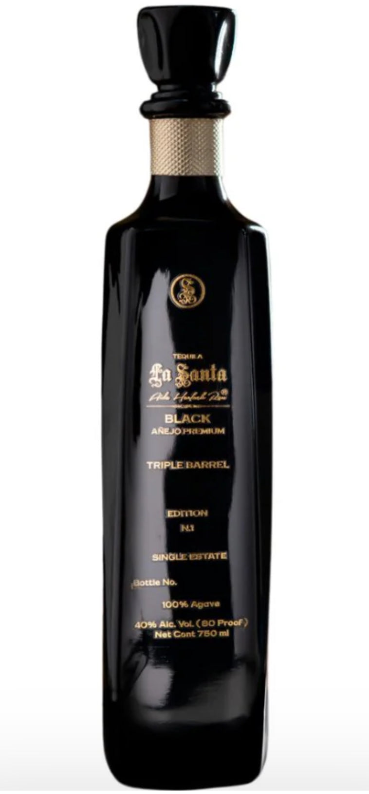 La Santa Black Premium Triple Barrel Añejo Tequila