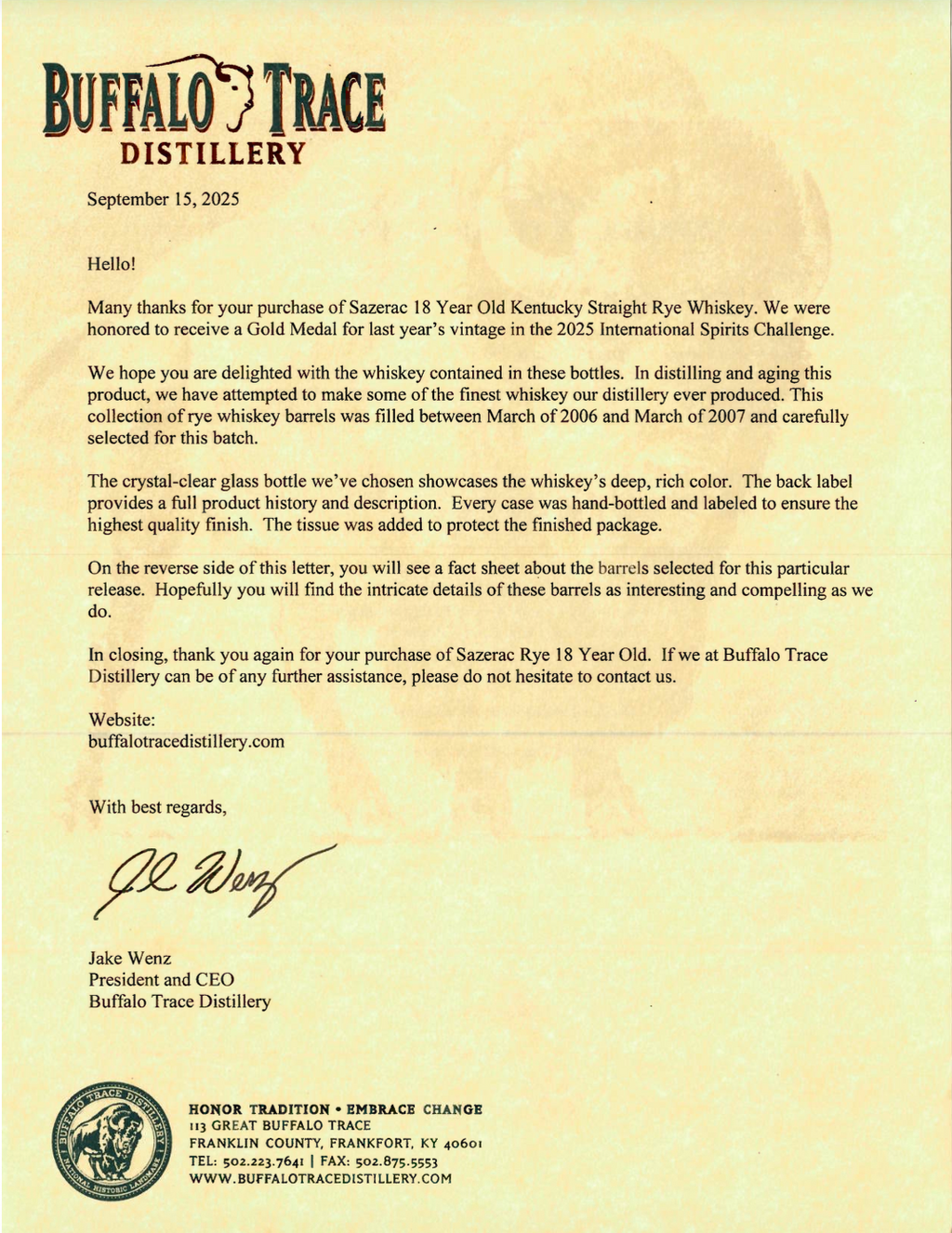 The 2025 Buffalo Trace Antique Collection BTAC + 6 Original Annual Release Letters 750ml 6 Bottle Case