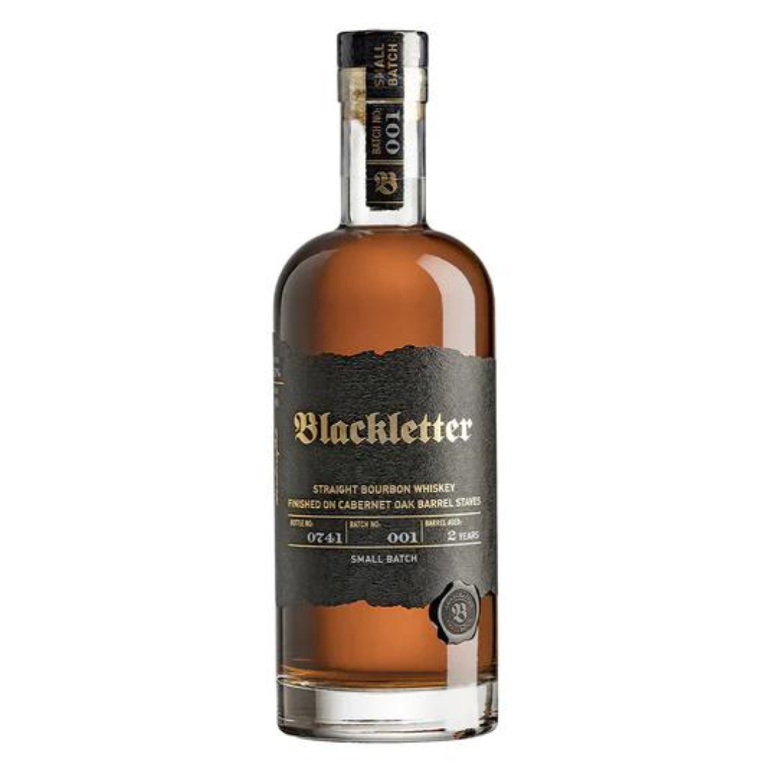 Blackletter Straight Bourbon Whiskey Finished in Oak Cabernet Oak Barrel Staves 750ml
