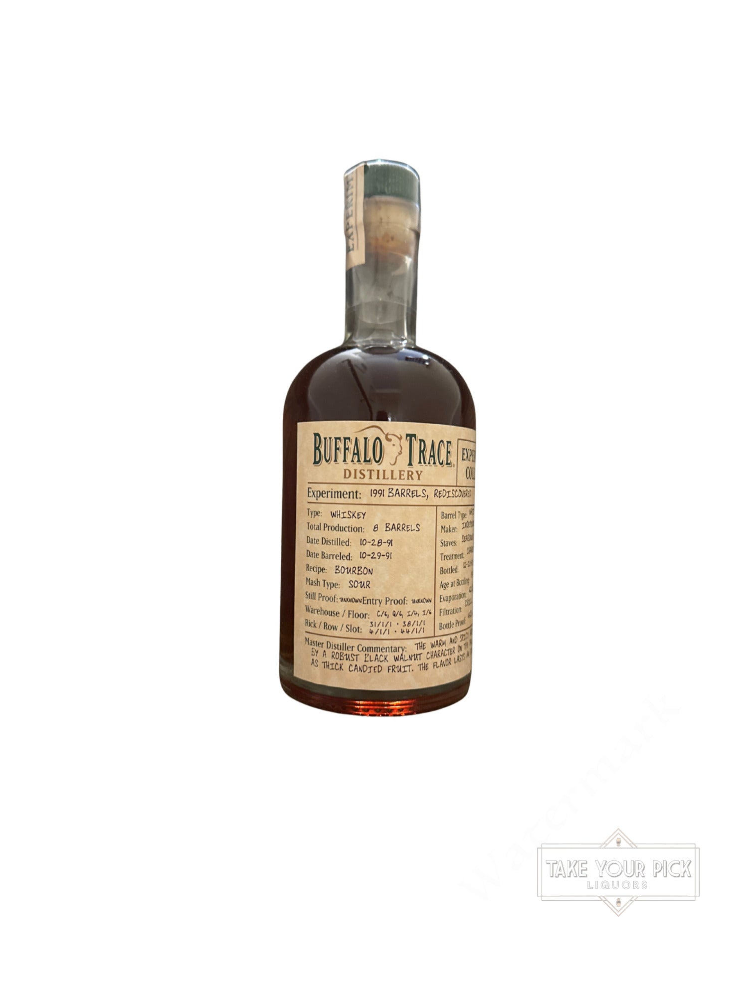 Buffalo Trace Distillery 1991 Barrels, Rediscovered Experimental Collection 90 Proof