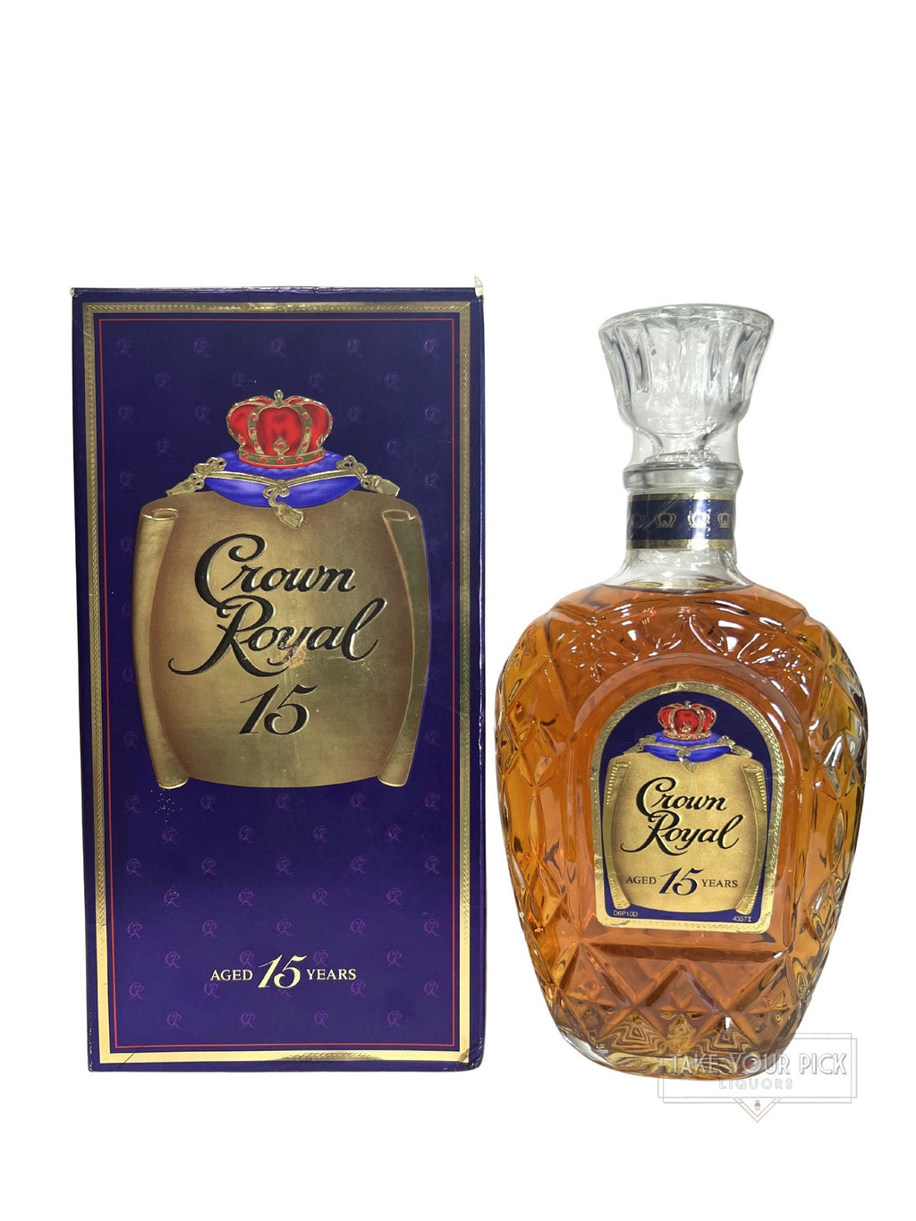 Crown Royal 15-year Paper Lablel 1990's with box - 80 Proof