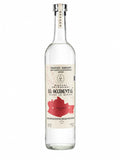 A clear glass bottle of El Occidental Mezcal Reposado on a solid white background. The bottle features a cream-colored label with a red map graphic of Mexico and black text, and is sealed with a silver metal cap.