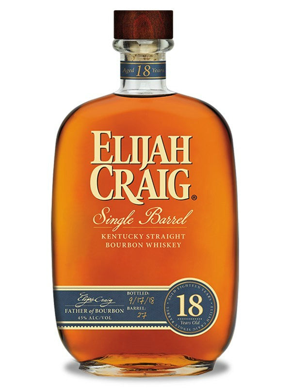 Elijah Craig 18 Year Old Single Barrel Bourbon Whiskey