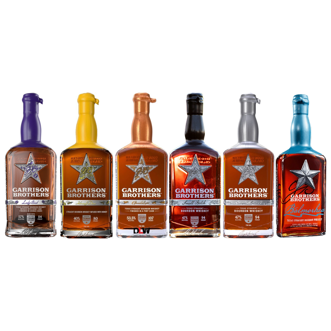 Garrison Lady Bird, Guadalupe, Balmorhea, Honeydew, Small Batch, & Single Barrel Texas Straight Bourbon Whiskey 750ml 6 Bottle Combo