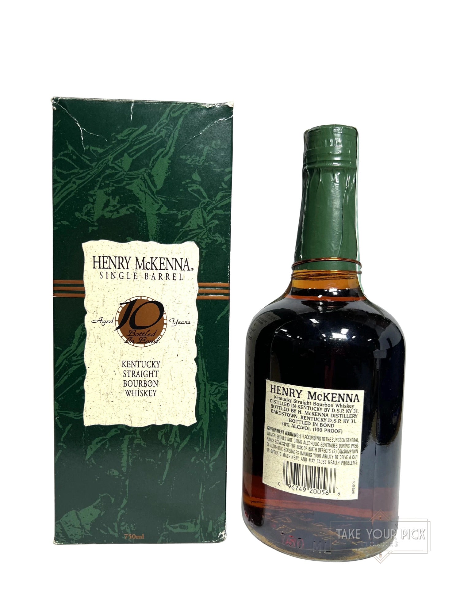 Henry McKenna 10-year BIB 1995 (pre-fire) - 100 Proof