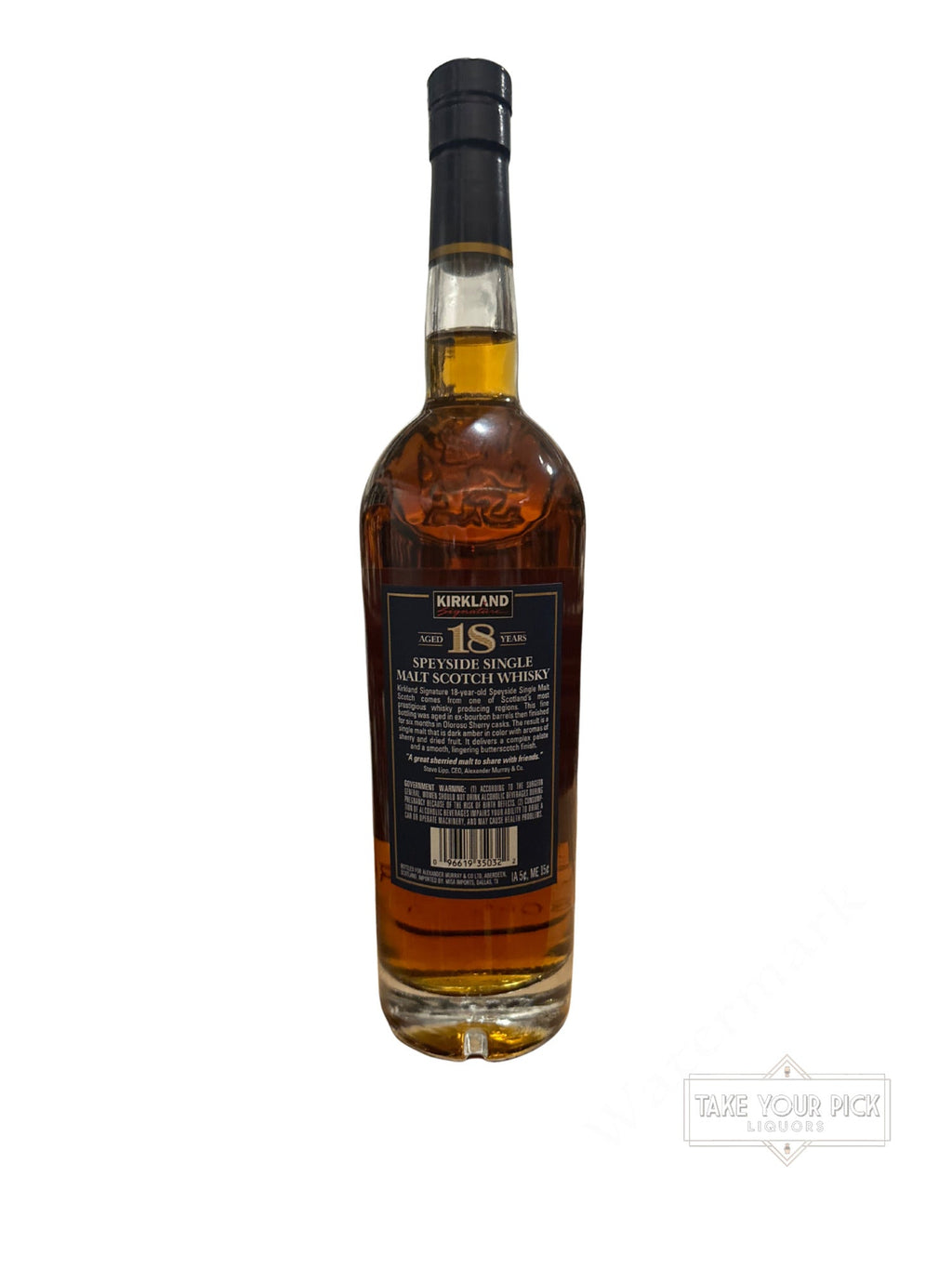 Kirkland 18 Years Speyside Single Malt Scotch Whisky Sherry Cask Finish 92 Proof