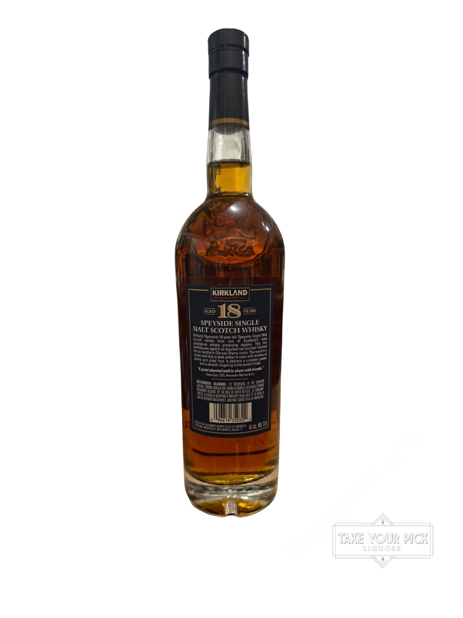 Kirkland 18 Years Speyside Single Malt Scotch Whisky Sherry Cask Finish 92 Proof