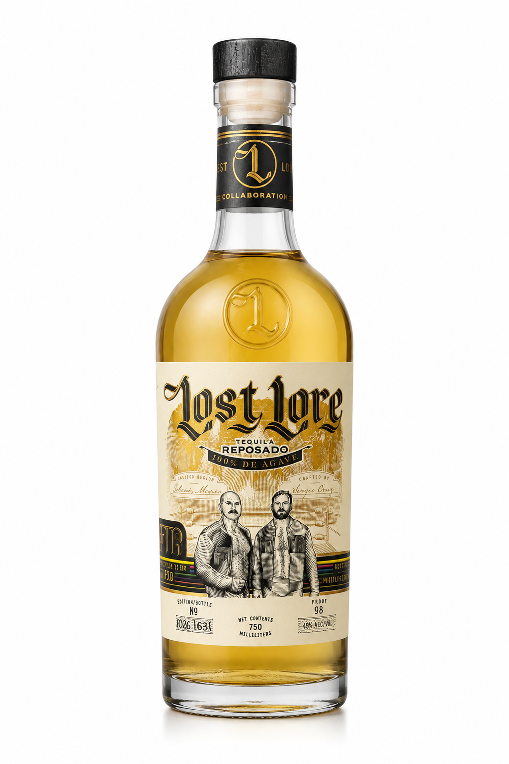 Lost Lore FTR Collaboration Reposado Tequila 750ml bottle — 98 Proof, Additive-Free, NOM 1414, Highlands of Jalisco