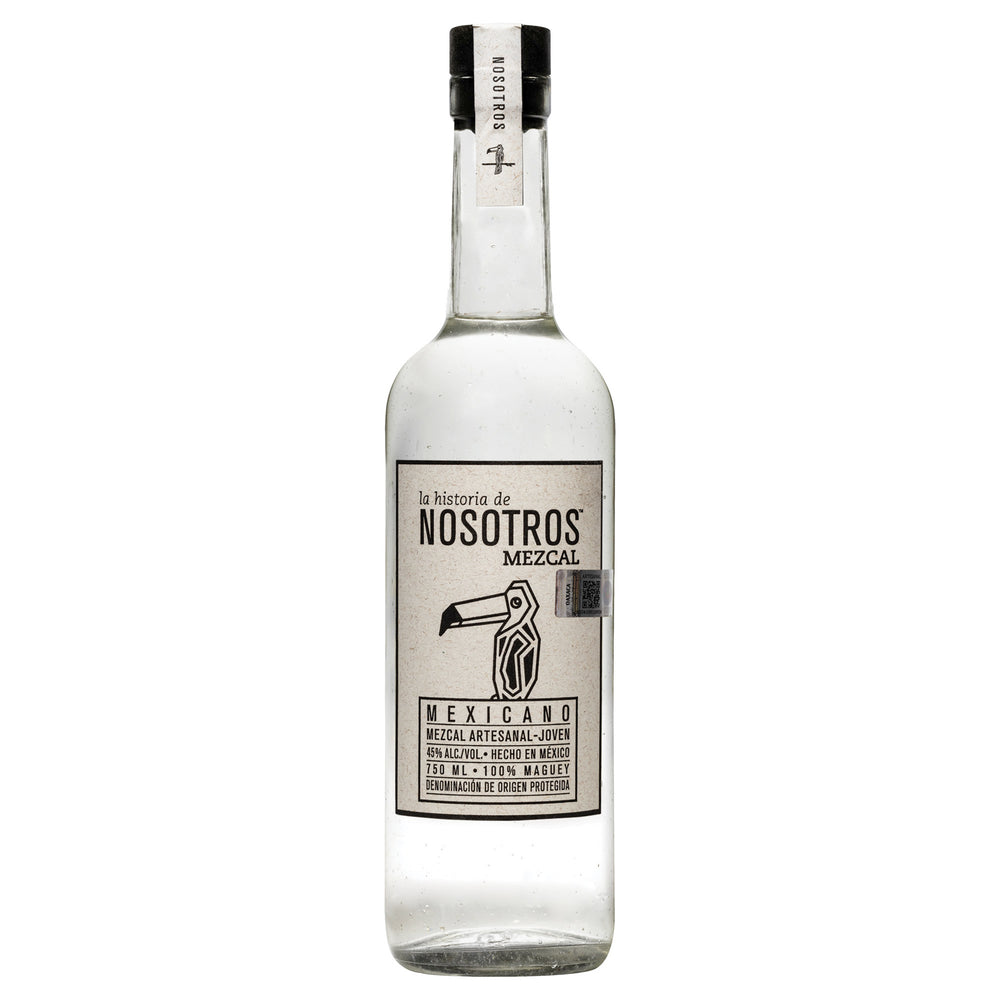 Nosotros Mezcal bottle on a white background