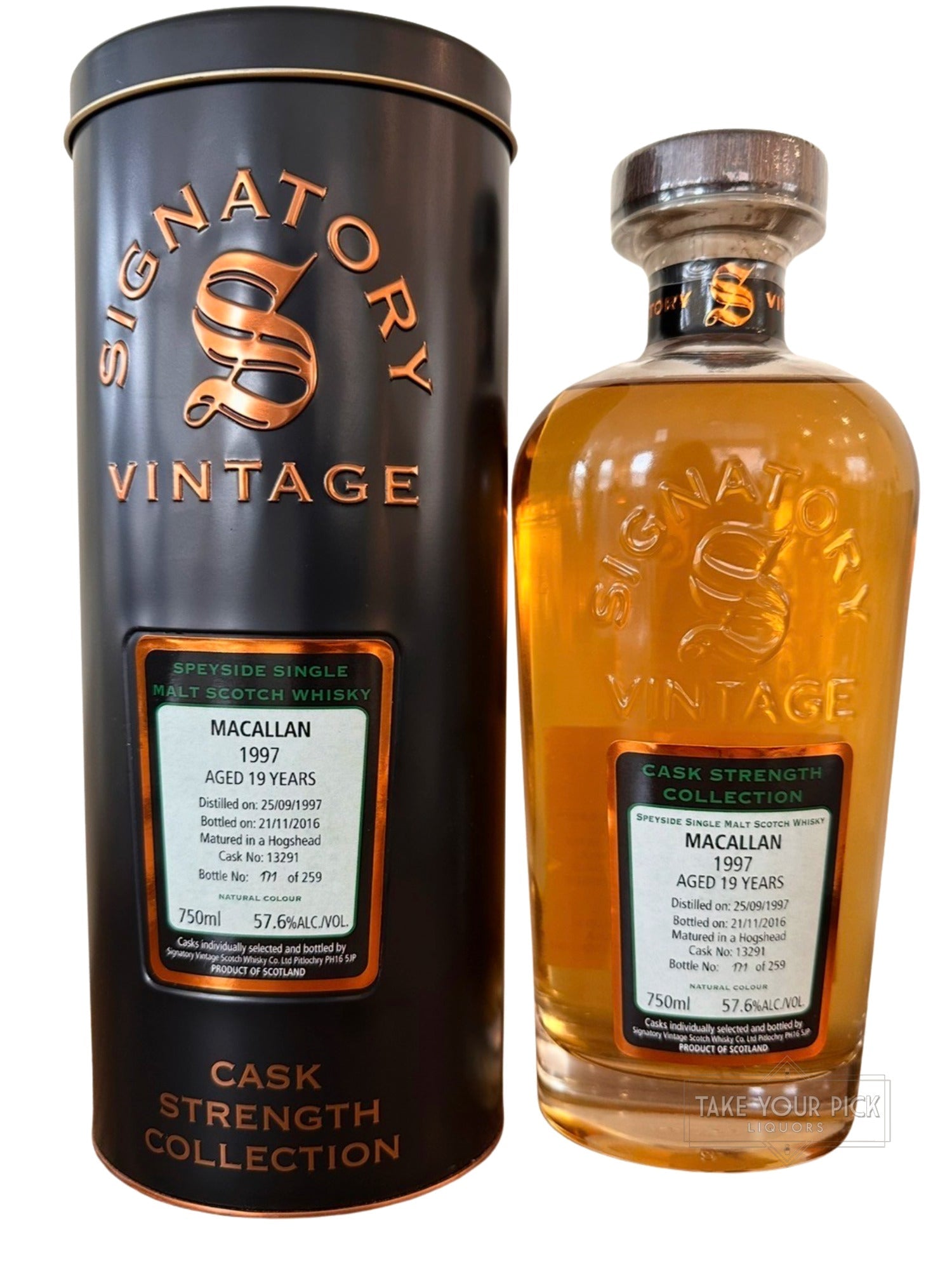 Signatory Vintage (for Macallan) Macallan 1997 Aged 19 Years (Signatory Vintage Cask Strength Collection) 115.2 Proof