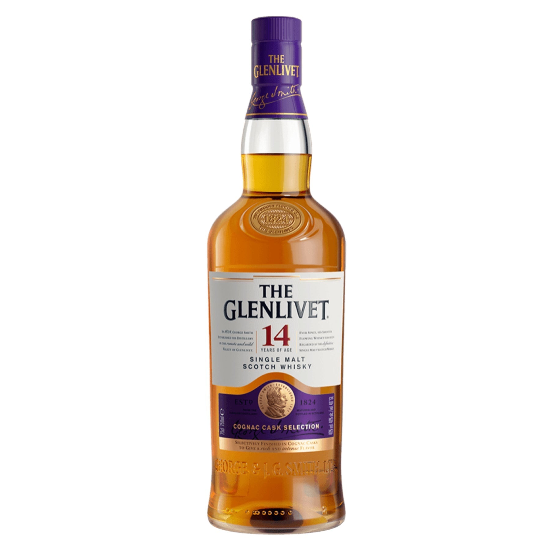 Glenlivet 14 Year Cognac Cask Single Malt Scotch Whisky 750ml Bottle