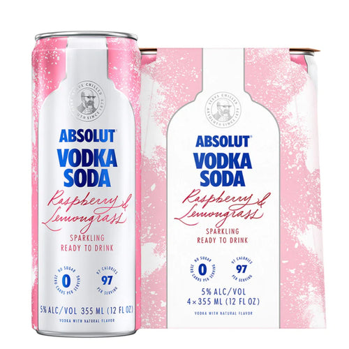Absolut Raspberry & Lemon Grass Vodka Soda 4PK 12OZ