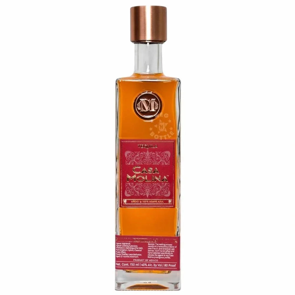 Casa Molina Añejo Tequila – Oak-Aged 100% Agave, 80 Proof