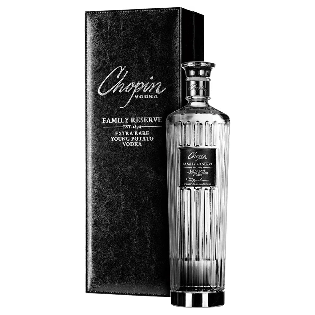 Chopin Family Reserve vodka bottle and packaging on a white background