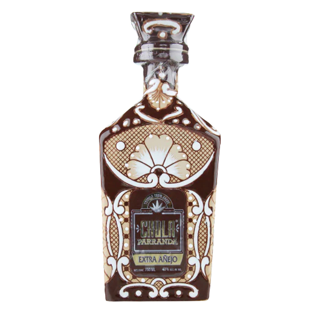 Chula Parranda Brown and White Talavera Ceramic Extra Añejo Tequila