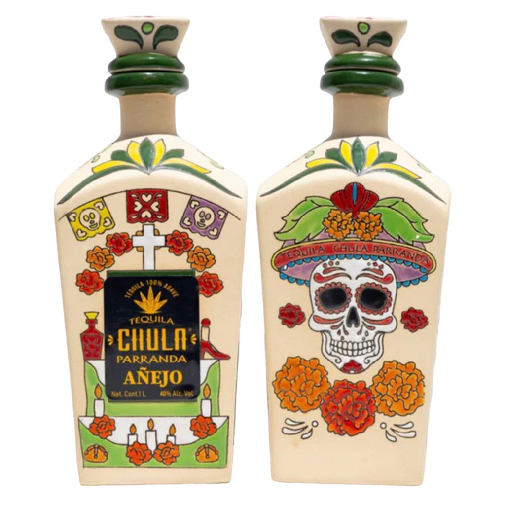 Chula Parranda Añejo Tequila Dia de los Muertos Edition Front and back