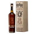 Bottle of 'El Secreto Don Pilar' with its packaging on a white background