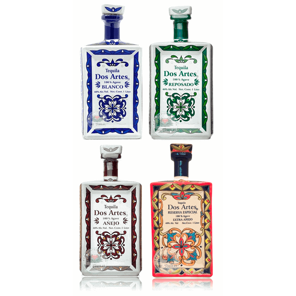 Dos Artes Complete Tequila Combo Pack — Blanco, Reposado, Añejo & Extra Añejo 1L Ceramic Bottles