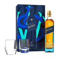 Johnnie Walker Blue Label Gift Set with 2 Crystal Glasses 750ml Bottle and Packaging