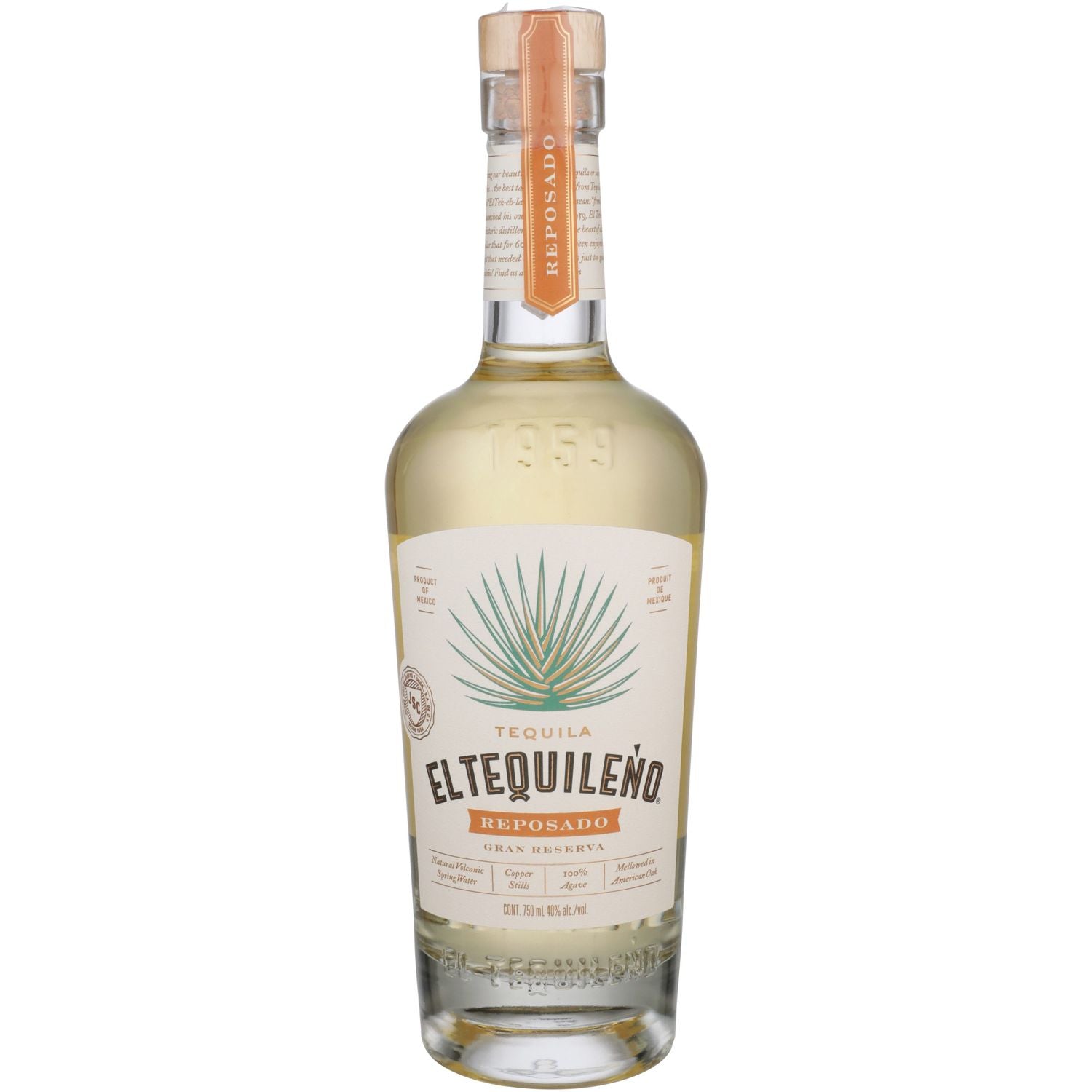 El Tequileño Reposado Gran Reserva Tequila front of bottle.