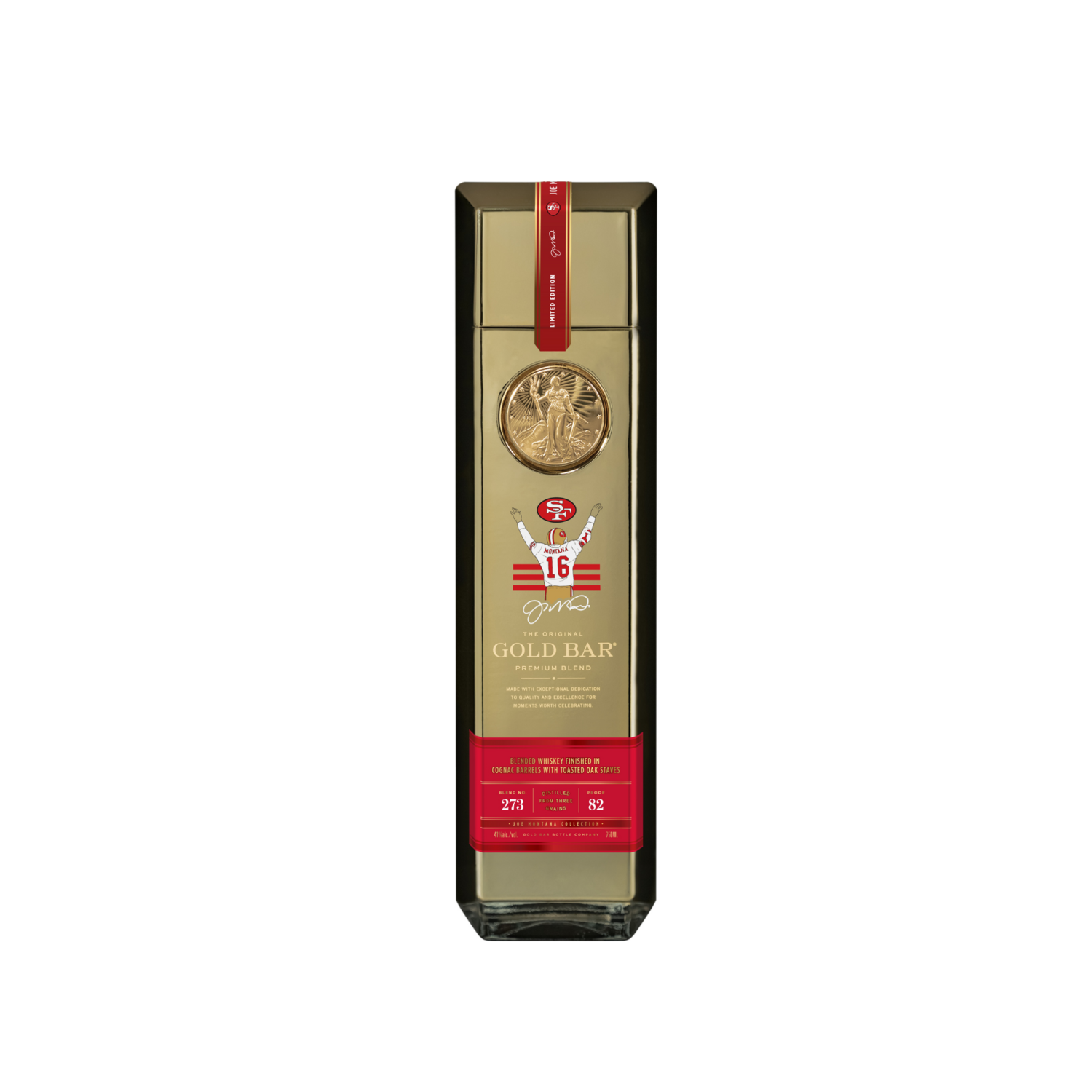 49ers Gold Bar Joe Montana Limited Edition Whiskey Blend No. 273 750ml Bottle