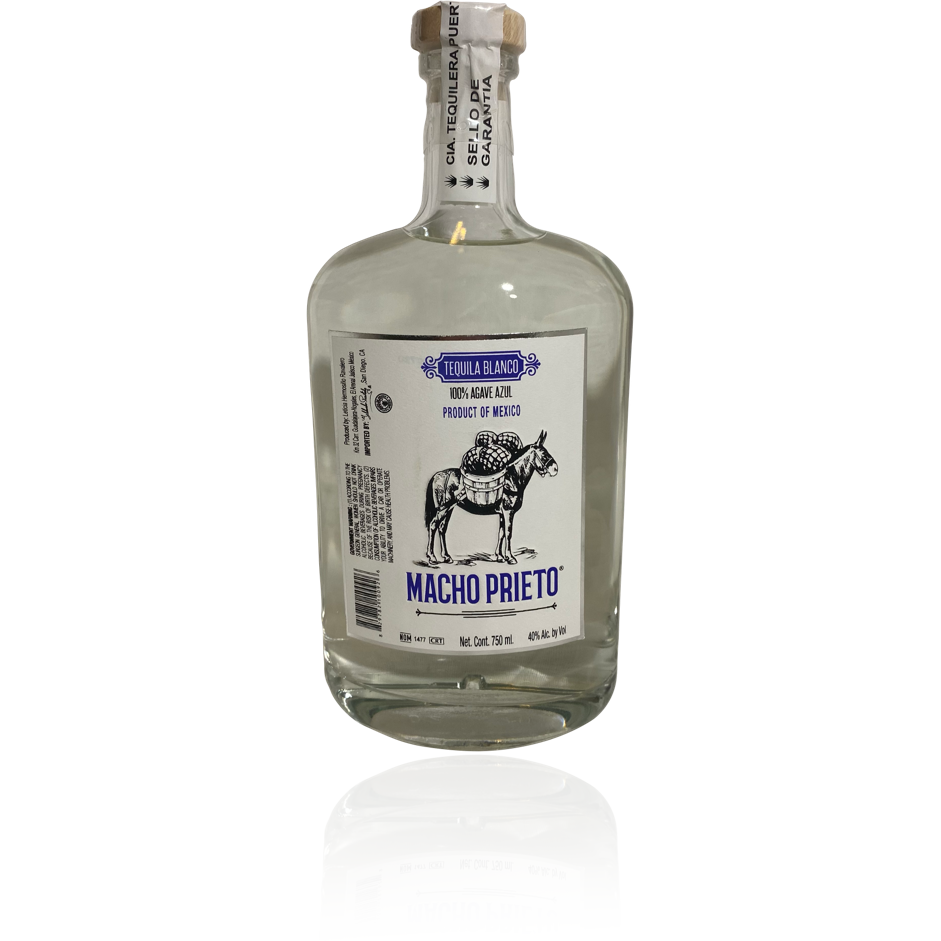 Macho Prieto Tequila Blanco Plata 750 ML. Alc Vol: 40%. Aged for 3 weeks. Macho Prieto.