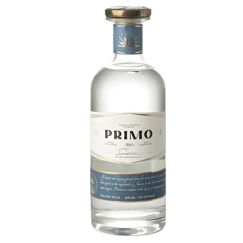 Primo 1861 Blanco tequila bottle on a white background