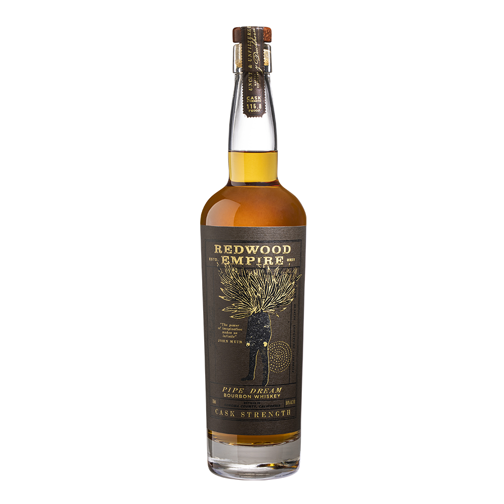 Bottle of Redwood Empire Pipe Dream Cask Strength Bourbon Whiskey