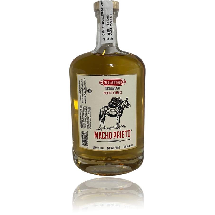 Macho Prieto Tequila Reposado 750 ML 40% Alc Vol. Aged for 3 months. Macho Prieto Tequila.
