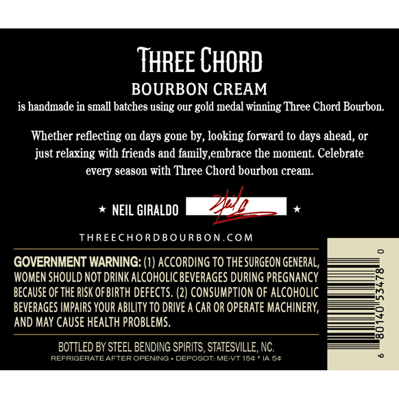 Three Chord Bourbon Cream Liqueur