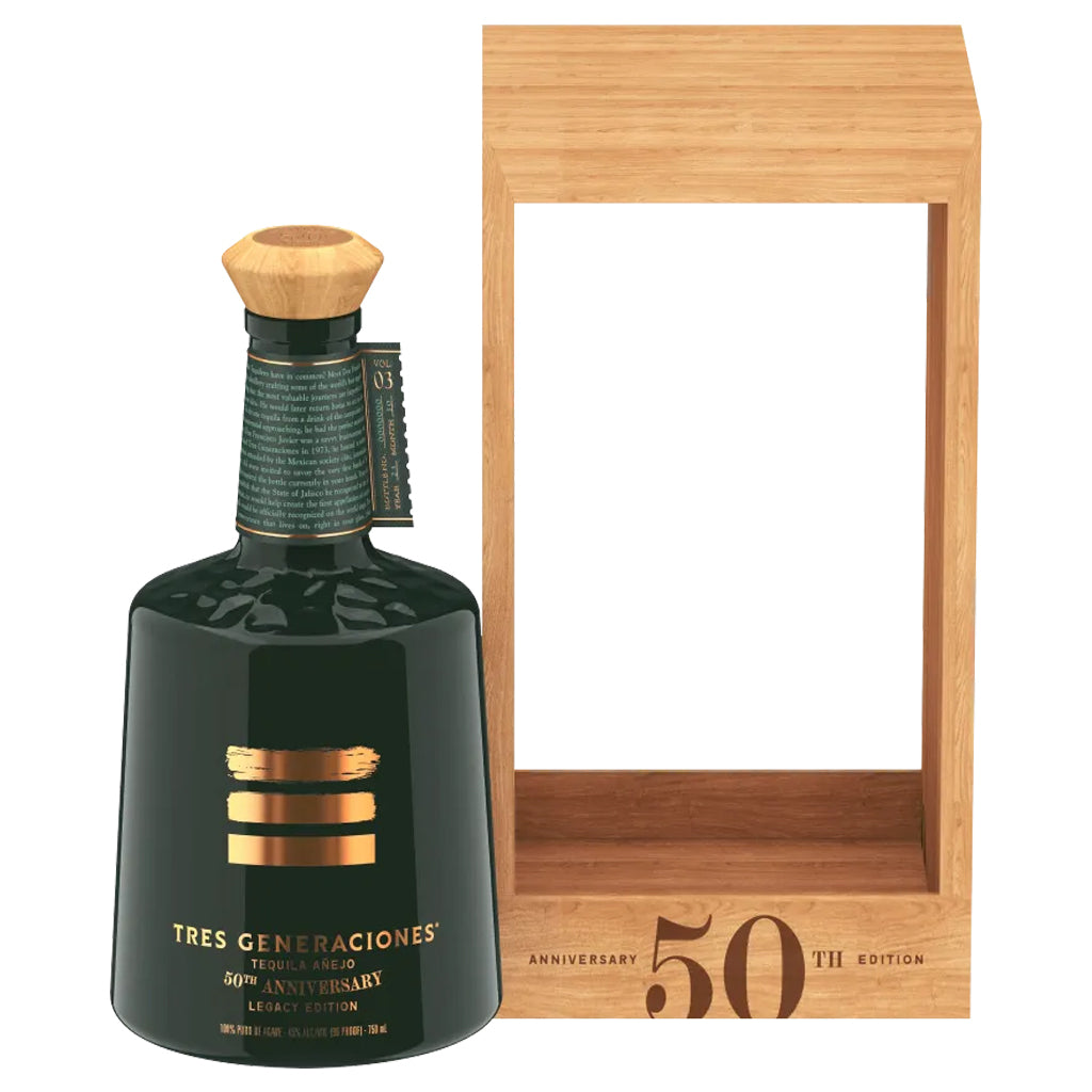 Tres Generaciones 50th Anniversary Añejo Tequila Legacy Edition Bottle and Box