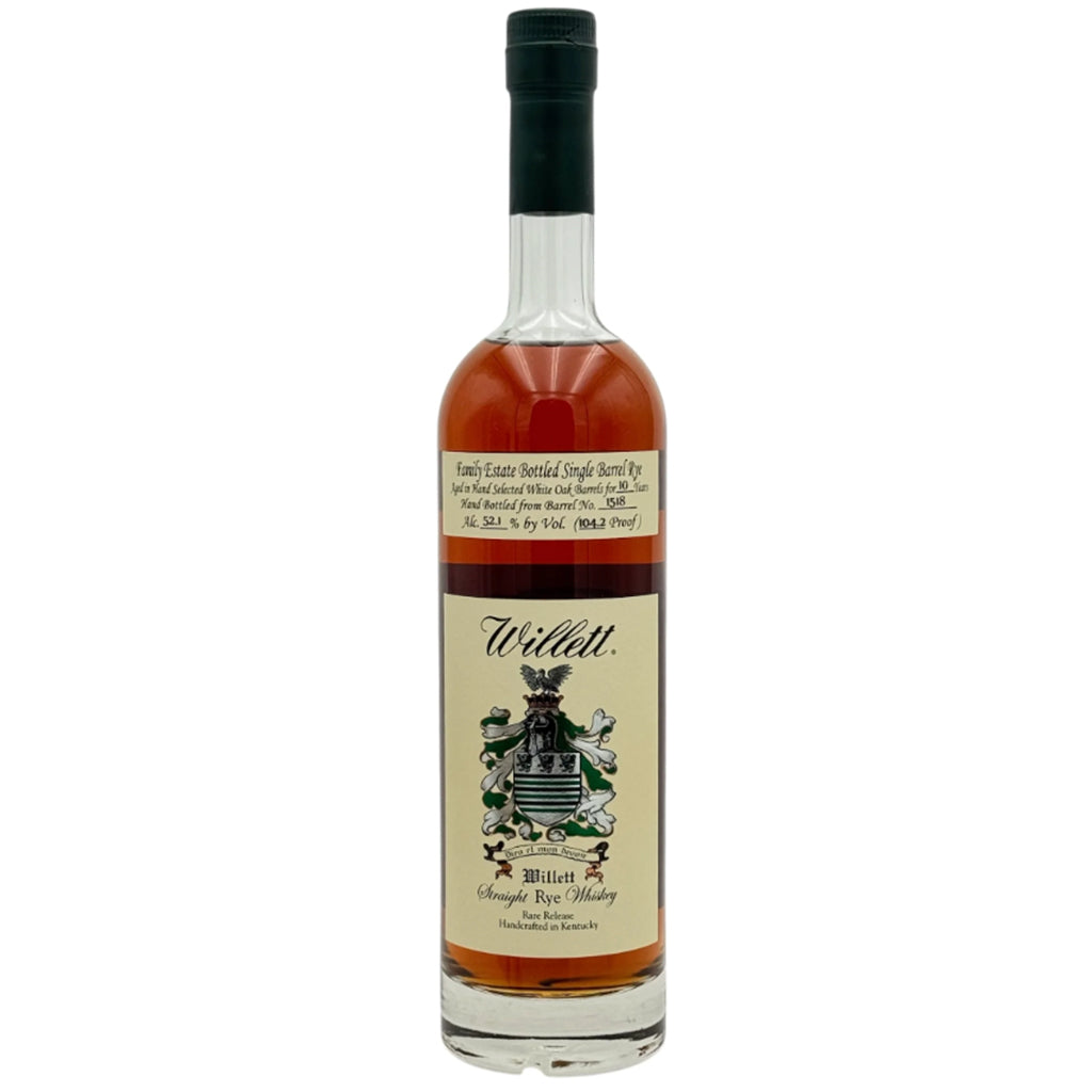 Bottle of Willitt 10 Year Rye whiskey on a white background